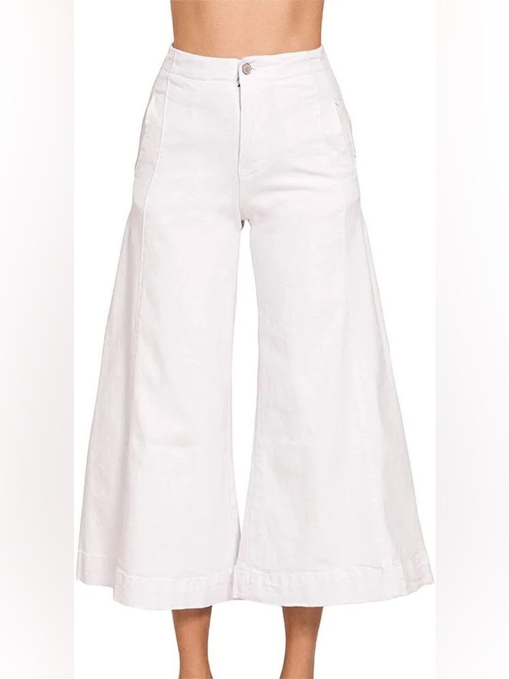 Zenana Outfitters Wide-Leg High-Waist Jeans in White